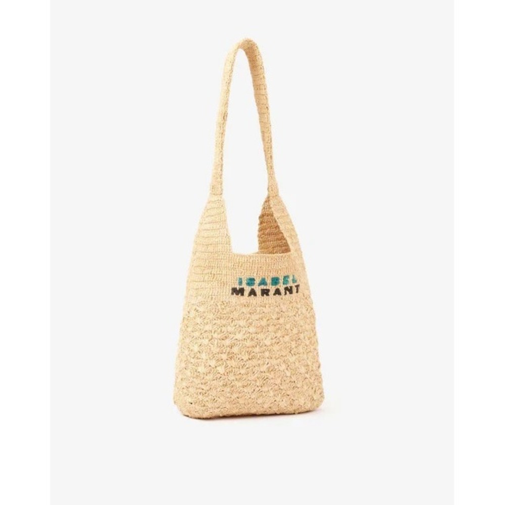 Isabel Marant Embroidered Women's Natural Praia Small Raffia Tote Bag